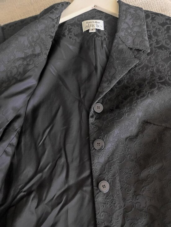 Classic Black Patterned Short Sleeve Blazer by Renee Dumar Studio – Sz 8 - Picture 5 of 9